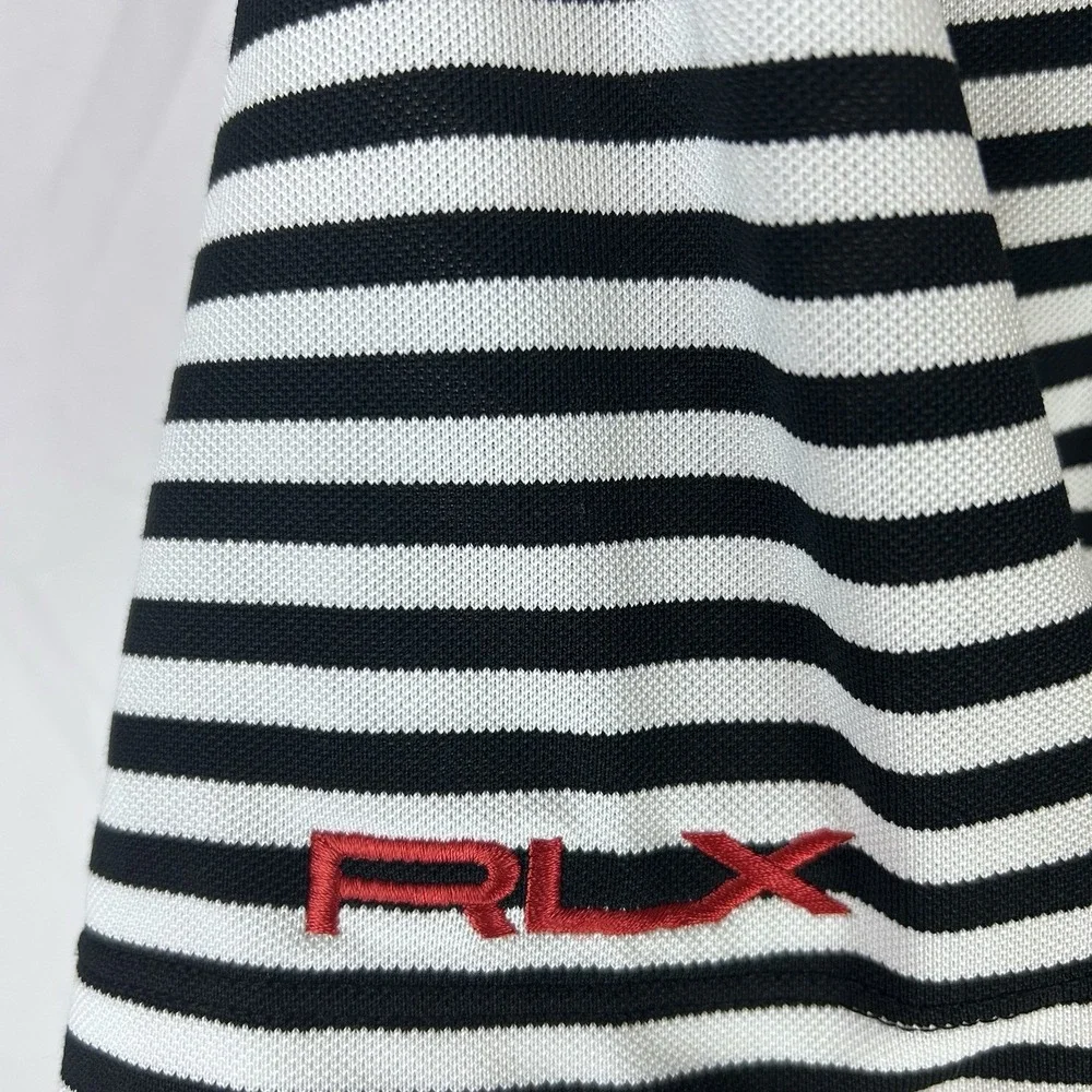 RLX Ralph Lauren‎ Golf Polo Shirt Mens Small Black White Striped Folds of Honor